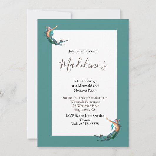 21ste verjaardag Zeemeermin Gewaardeerde verjaarda Kaart (Achterkant)