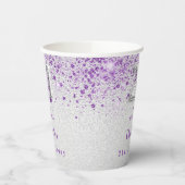 21ste verjaardag zilveren paarse glitter naam papieren bekers (Links)