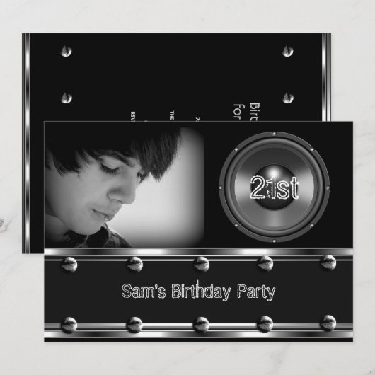 21ste verjaardag zwart Afbeelding van de 21ste ver Kaart (Voorkant / Achterkant)