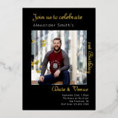 21ste verjaardag zwart folie uitnodiging (Voorkant)