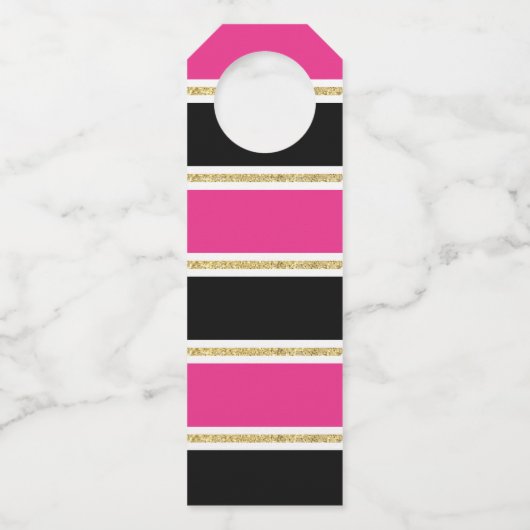 21ste Verjaardag Zwart Hot Pink Gold Glitter Confe Flessenhanger (Achterkant)