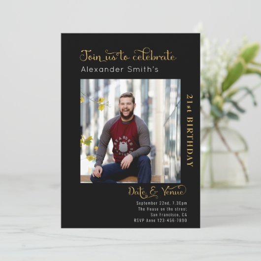 21ste verjaardag zwart kaart (Staand voorkant)