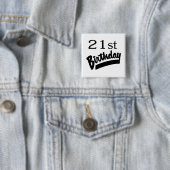 21ste verjaardag zwart vierkante button 5,1 cm (In situ)