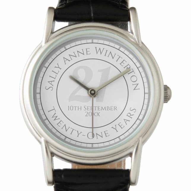 21ste verjaardagscadeau met naam, leeftijd en datu horloge (Creator heeft geüpload)