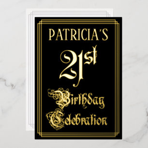 21ste Verjaardagsfeest — Fancy Schrift & Aangepast Folie Uitnodiging