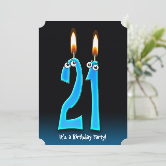 21ste verjaardagsfeest met ogen kaart (Staand voorkant)