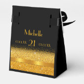 21ste verjaardagsfeest zwart goud bedankt bedankdoosjes (Achterkant)