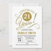 21ste verjaardagsfeestje - goudwit kaart (Voorkant)