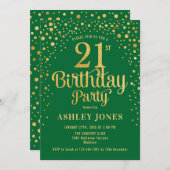 21ste verjaardagsfeestje - Groen & Goud Kaart (Voorkant / Achterkant)