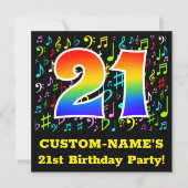 21ste verjaardagsfeestje: leuke muzieksymbolen, Ra Kaart (Voorkant)