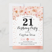 21ste verjaardagsfeestje - Roos goudbloemen Kaart (Voorkant)