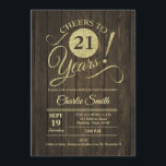 21ste verjaardagsfeestje - rustiek hout goud kaart<br><div class="desc">21e verjaardag Party uitnodiging in faux glitter goud en rustiek bruin houten patroon. Eenvoudig modern design,  perfect voor een elegant feest. Proost op 21 jaar! Kan worden gepersonaliseerd tot elke leeftijd! Stuur mij een bericht als u meer aanpassingen nodig hebt.</div>