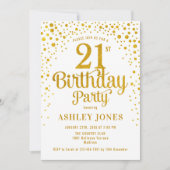 21ste verjaardagsfeestje - Wit & Goud Kaart (Voorkant)