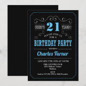 21ste verjaardagsfeestje - Zwart Blauw Kaart (Voorkant / Achterkant)