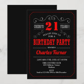 21ste verjaardagsfeestje - Zwart Rood Wit Kaart (Voorkant / Achterkant)