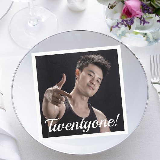 21ste verjaardagsfoto 21 twintigste jongens servet