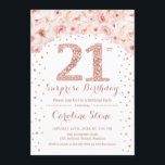 21ste Verrassingsverjaardagsfeestje - White Rose G Kaart<br><div class="desc">Uitnodiging voor het 21e verjaardagsfeestje. Elegant ontwerp in faux glitter roos goud en wit. Beschikt over waterverf blush roze rozen,  confetti en diamanten. Perfect voor een glamviering.</div>