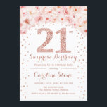 21ste Verrassingsverjaardagsfeestje - White Rose G Kaart<br><div class="desc">Uitnodiging voor het 21e verjaardagsfeestje. Elegant ontwerp in faux glitter roos goud en wit. Beschikt over waterverf blush roze rozen,  confetti en diamanten. Perfect voor een glamviering.</div>