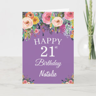 21ste Waterverf van de Birthday Floral Flowers Paa Kaart