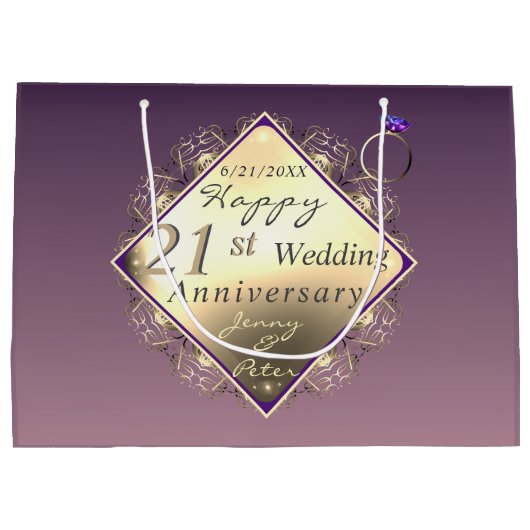 21ste weddenschap Jubileum Brass en Iolite Large G Groot Cadeauzakje (Achterkant)