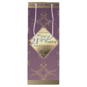 21ste weddenschap Jubileum Brass & Iolite Gift Bag Wijn Cadeautas (Voorkant)
