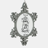 21ste weduwenbloemen Jubileum Tin Sneeuwvlok Ornament (Links)