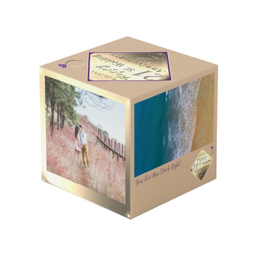 21ste weduwschap Jubileum Brass Cube Kubus (Achter hoekig)