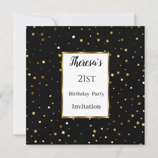 21ste zwarte goudsterren op feestdag kaart (Voorkant)