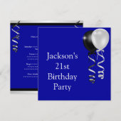 21ste zwarte zwarte zilveren witte ballonnen van B Kaart (Voorkant / Achterkant)