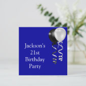 21ste zwarte zwarte zilveren witte ballonnen van B Kaart (Staand voorkant)