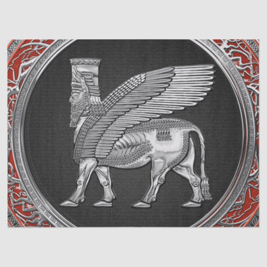 [220] Assyrian Winged Bull - Silver Lamassu Tissuepapier (Voorkant)