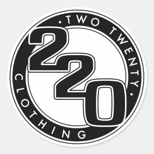220 Kleding Logo Ronde Sticker (Voorkant)
