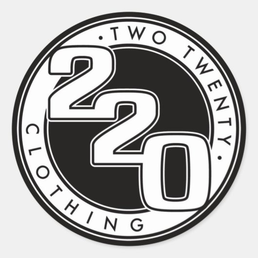 220 Kleding Logo Ronde Sticker (Voorkant)