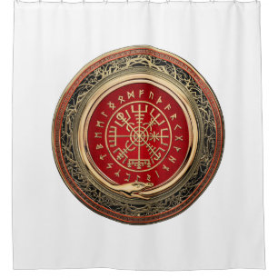 [220] Vegvisir - Viking Gold Magic Runass Douchegordijn