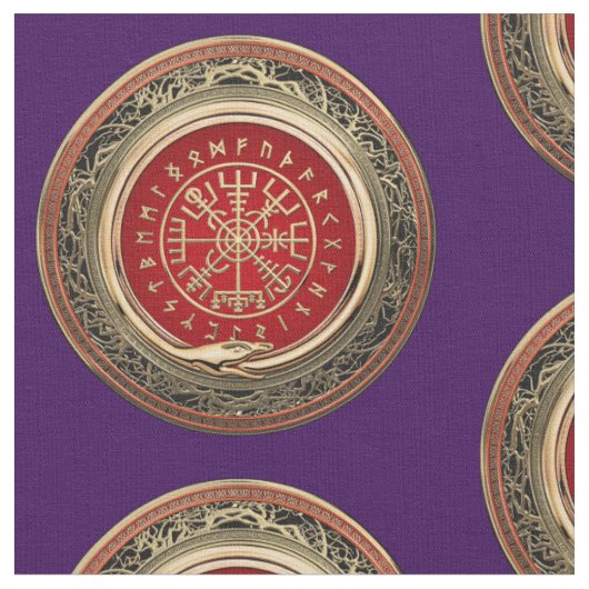 [220] Vegvisir - Viking Gold Magic Runass Stof (Close Up)