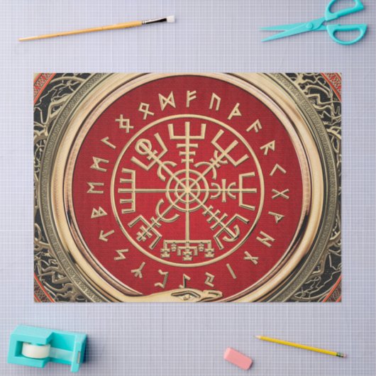 [220] Vegvisir - Viking Gold Magic Runass Tissuepapier (Craft)