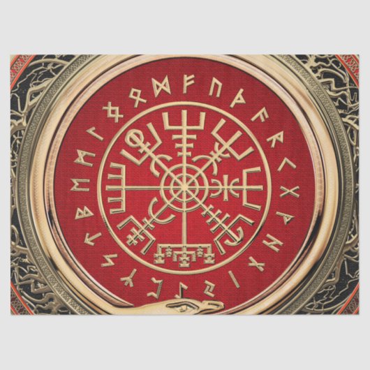 [220] Vegvisir - Viking Gold Magic Runass Tissuepapier (Voorkant)