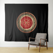 [220] Vegvisir - Viking Gold Magic Runass Wandkleed (In Situ (horizontaal))