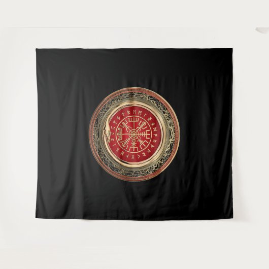 [220] Vegvisir - Viking Gold Magic Runass Wandkleed (Voorkant (horizontaal))