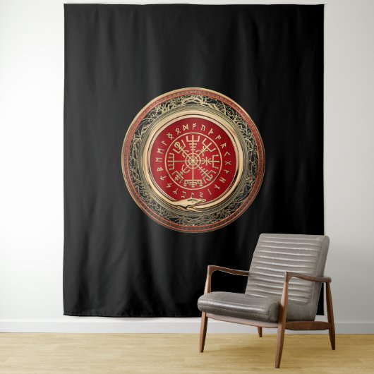 [220] Vegvisir - Viking Gold Magic Runass Wandkleed (In situ)