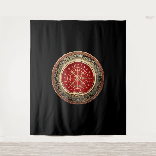 [220] Vegvisir - Viking Gold Magic Runass Wandkleed (Voorkant)