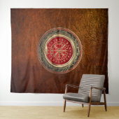 [220] Vegvisir - Viking Gold Magic Runass Wandkleed (In Situ (horizontaal))