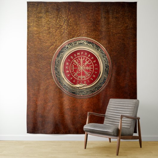 [220] Vegvisir - Viking Gold Magic Runass Wandkleed (In situ)