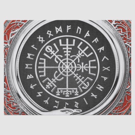 [220] Vegvisir - Viking Silver Magic Runass Tissuepapier (Voorkant)