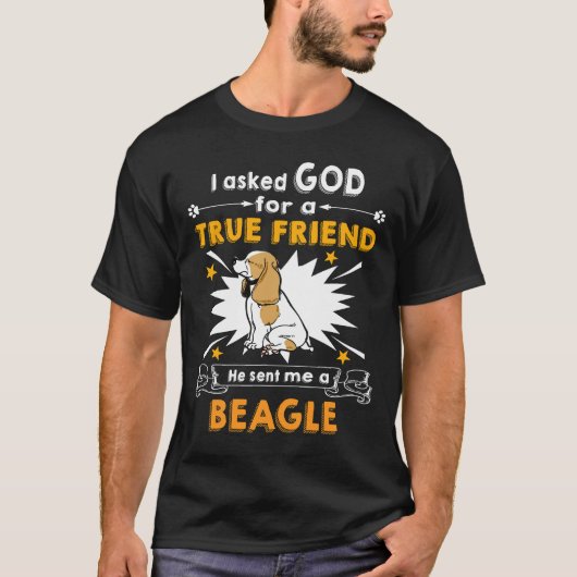 221 - God vraagt een echte vriend, een Beagle T-shirt (Voorkant)