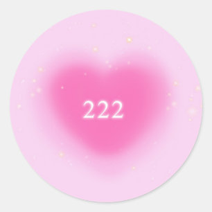 222 Moderne roze hartesthetische angel nummer Ronde Sticker