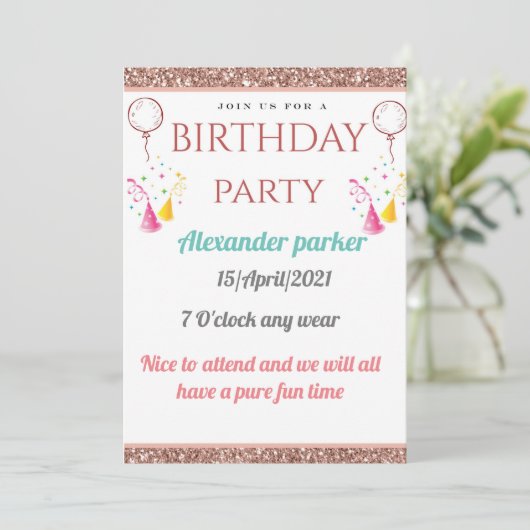 222 verjaardagsuitnodiging kaart (Staand voorkant)