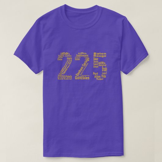 225 Code gebied Baton Rouge Gonzales Denham Spring T-shirt (Design voorkant)