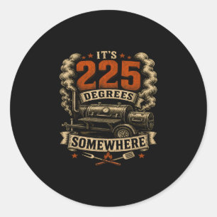 225 graden ergens bbq-roker grappig vintage ronde sticker