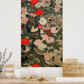 22. 牡 小 図, 若 冲 Peonies en kleine vogels, Jakuchüu Poster (Keuken)